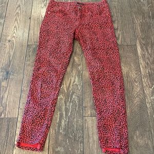 Zara Red/Black‎ Leopard Skinny Jeans 6